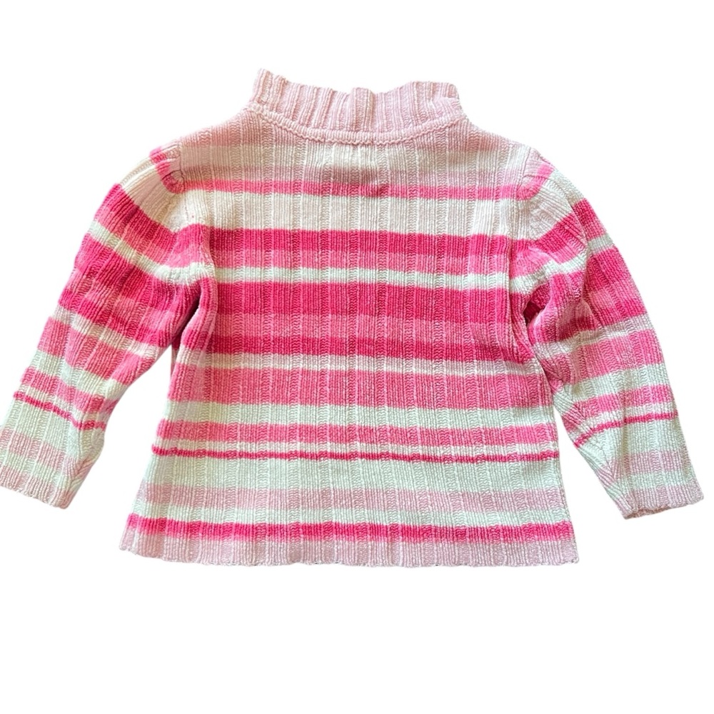 Vintage Y2K Covington Chenille Sweater Pink White Striped Mock Neck Knit 3T - Picture 2 of 14